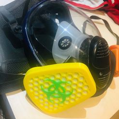 IMG_9403.jpg Free STL file 3M Dust Filter Cover Remix w/ Bio Hazard Symbol・3D print design to download