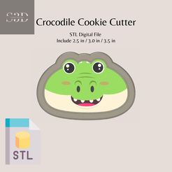 Crocodile-1.png Crocodile Digital STL Files Download - Crocodile Cookie Cutters Printable - Cookie Cutter