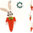 il_fullxfull.5836409022_baie.jpg Articulated Carrot Bunny Keychain by Cobotech, Articulated Toys, Easter Decorations, Unique Gift