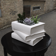 Books-pot-planter.png STL file Old Books flower pot planter・3D printer design to download