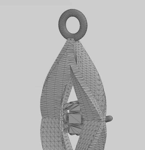 wf1.jpg Треугольная подвеска с бриллиантовым кластером и шармом в виде витых листьев 3D печатная модель