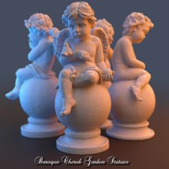 GS1.jpg 3D file 4 Baroque Cherub Garden Statues・3D printing design to download