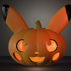 IMG_0952.png STL file Pikachu pumpkin Jack-o'-lantern・3D printing design to download