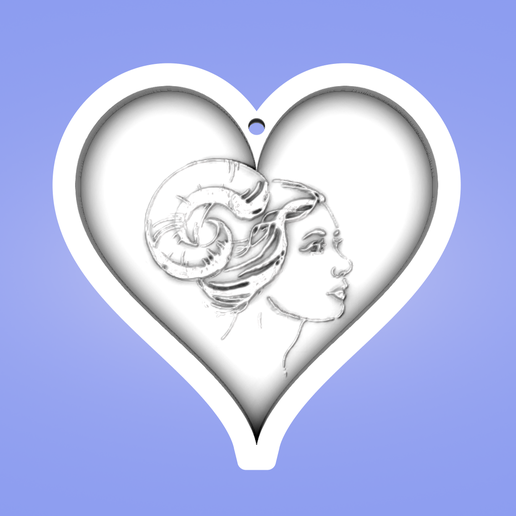 Key pendant, heart, Aries 3D model