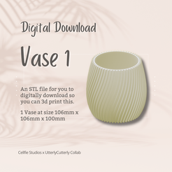 sq.png Vase STL File - Digital Download - Homeware, Minimalist Modern Design