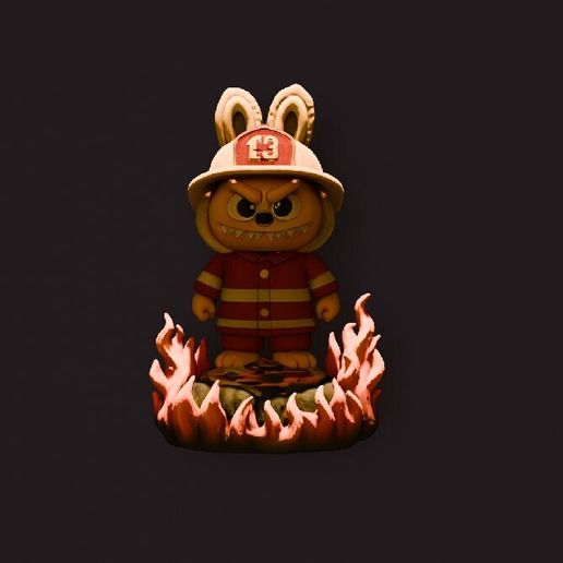 🧑‍🚒 Labubu Firefighter・ STL File for 3D printing・Cults
