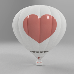 Print render 1.png Free STL file Desktop Hot Air Balloon with Heart・3D printer design to download
