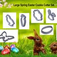 gf. Ser P _ . ex. = . 7s le Large Spring Easter Cookie Cutter Set. Large Spring Easter Cookie Cutter Set