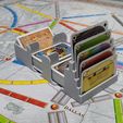 20220131_195830.jpg Ticket to Ride compatible Draw and discard station, card tray for Train Cards, Discard Pile, Destination Tickets, and Face Up Cards