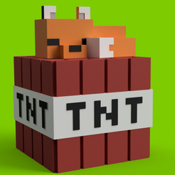 TNT-FOX-v1.png STL-Datei minecraft fuchs sparschwein / sparschwein auf tnt・3D-Druck-Idee zum Herunterladen