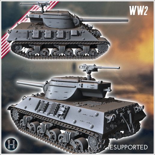 4.jpg M36B2 Jackson Tank Destroyer (combat damaged version) - USA US Army Western Front Normandy Africa Bulge WWII D-Day