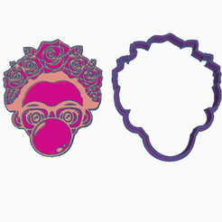 cortador-galleta-frida-kalo.png STL-Datei frida kalo Keksausstecher・3D-druckbare Vorlage zum herunterladen