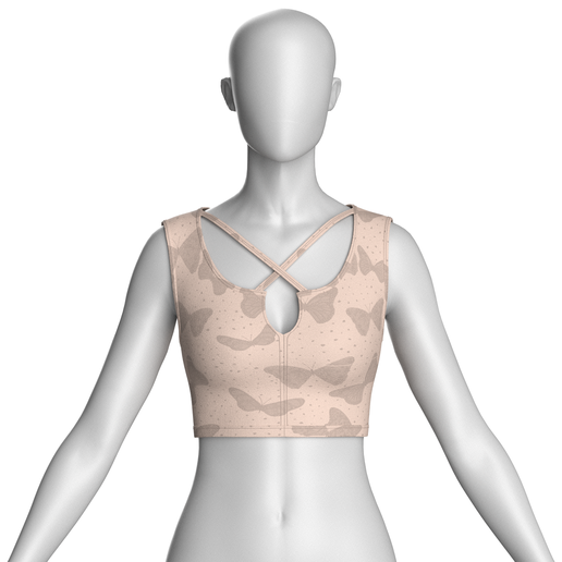 Girls Butterfly Printed Crop Top | Marvelous / Clo3d / obj / fbx