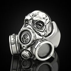 Skull-ring-with-respirator-V2-1.jpg STL file Skull ring with respirator V2・3D print design to download