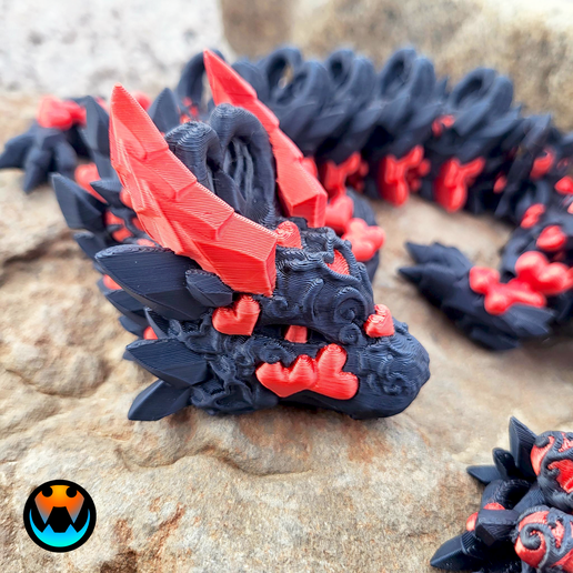 💜 Dark Heart Dragon, Valentine's Day Heart Dragon・ 3D File for
