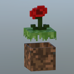 caja-flor-roja1.png STL file Candy jar, minecraft cube with flower・3D printer model to download