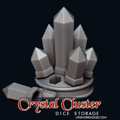 ess Crystal DICE STORAGE ARSMORIENDI3D.COM Archivo STL gratis Racimo de cristal - Almacenamiento de dados・Diseño imprimible en 3D para descargar, ArsMoriendi3D