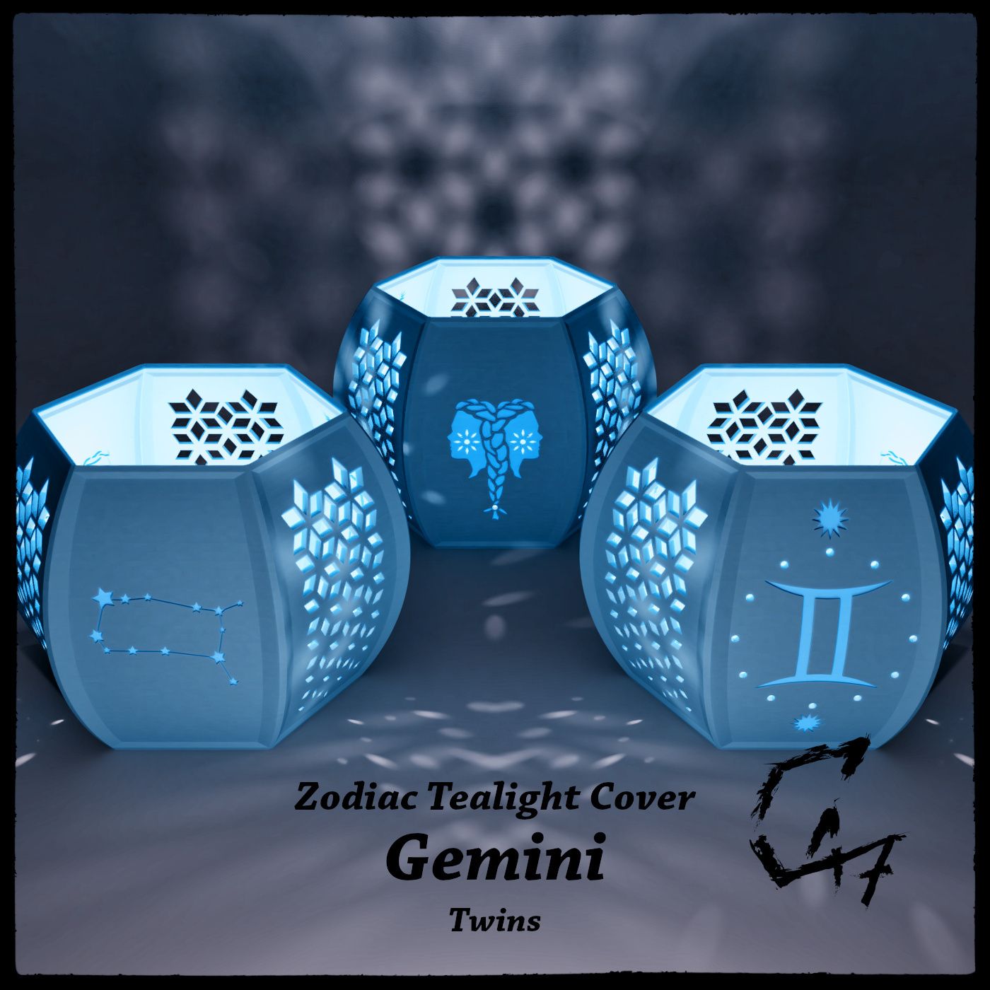 Zodiac_GEMINI_mix_original_render.jpg Download STL file Gemini (Twins) Zodiac Tealight Cover • 3D printable model, c47