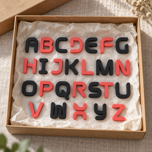 Rounded Futuristic Alphabet Letters A–Z – Decorative Name Lettering STL Set