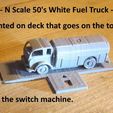 20-04-19_COE_on_Switch_Mach-1.jpg N Scale - White COE Fuel Truck for switch machine push-pull slide