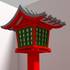 Lanterne extérieur 1.png Download OBJ file Japanese outdoor lantern with red foot • 3D print template, 3Dgraph
