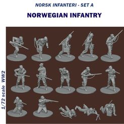 NorwegianInfantrysetA.jpg Fichier STL Infanterie norvégienne WW2 Set A échelle 1/72・Plan à imprimer en 3D à télécharger