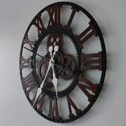 img4.jpg Free STL file Industrial Gear Wall Clock・Template to download and 3D print