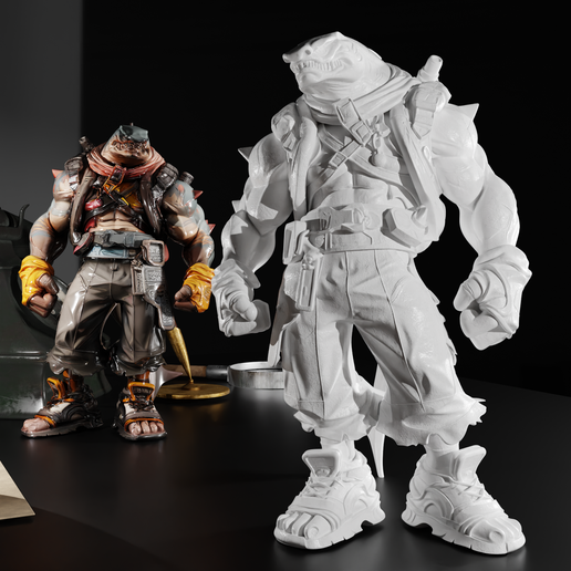 Shark Mercenary Warrior Apocalyptic Anthropomorphic Shark