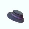 0_00022.jpg HAT 3D MODEL - Top Hat DENIM RIBBON CLOTHING DRESS British Fedora Hat with Belt Buckle Wool Jazz Hat for Autumn Winter Valentino Garavani - Rabbit skin calfskin ribbon antique