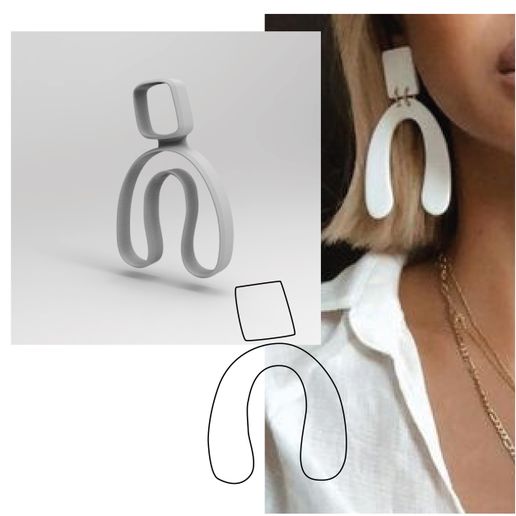 Organic shape cutter for polymer clay earring jewelery #5 - 3D model önizlemesi