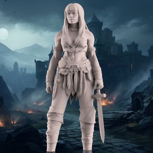 Savage Barbarian Warrior Woman - 3D Printable Model