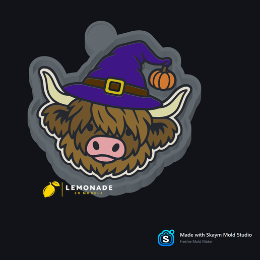 🐮🎃 Highland Cow Witch Mold – Freshie, Keychain, Resin & Candle Mold