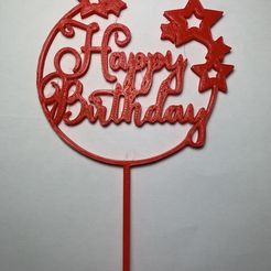 IMG_4306.jpg Archivo STL Adorno de tarta de feliz cumpleaños con estrellas・Modelo de impresora 3D para descargar, multitaskcreator