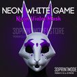 Neon_White_Neon_Violet_Mask_3D_Print_Model_STL_File_01.jpg Neon White Cosplay Mask - Neon Violet - Japanese Kitsune