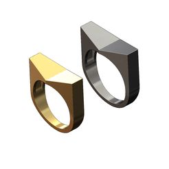 Concave-Trapezoidal-sides-signet-ring-00.jpg STL-Datei Concave trapezoidal sides signet ring 3D print model・3D-druckbares Modell zum Herunterladen