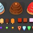 1.jpg Миниатюрные десерты 3D модели STL | Конфеты, торты и выпечка Печатный набор продуктов питания