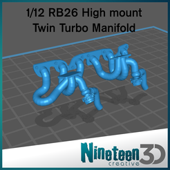 Cults-Twins.png STL file 1/12 RB26 High Mount twin turbo Manifold・3D printable model to download