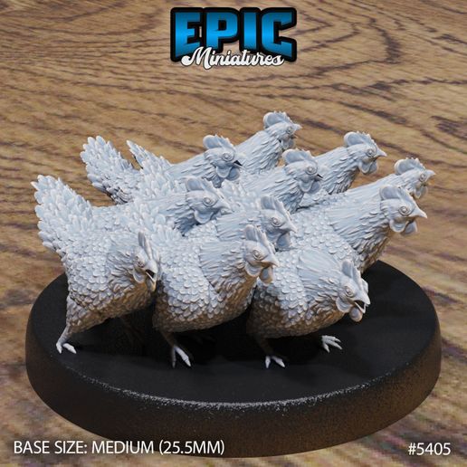 5405-Chicken-Swarm-Big-Medium-1.jpg Chicken Swarm Set ‧ DnD Miniature ‧ Tabletop Miniatures ‧ Gaming Monster ‧ 3D Model ‧ RPG ‧ DnDminis ‧ STL FILE