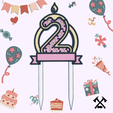2-party.png Number Party - Cake Topper (Birthday Numbers)
