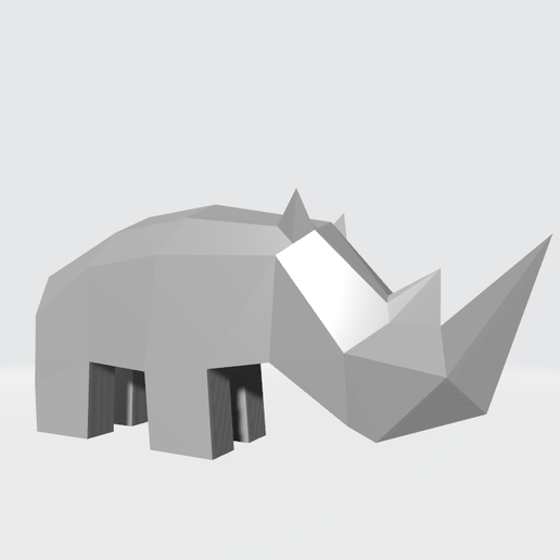 🦏 low poly rhino, free・Free STL File for ・Cults
