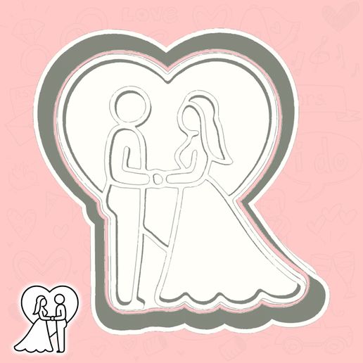 Wedding Day cookie cutters - bride & groom (heart promise ceremony) (style 2)