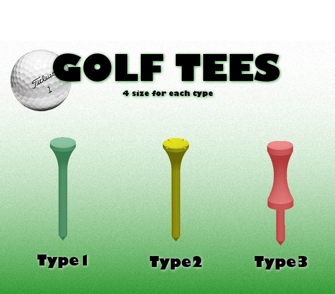 GolfTees_display_large.jpg Free STL file Golf Tees (3 types)・Template to download and 3D print, ernestwallon3D