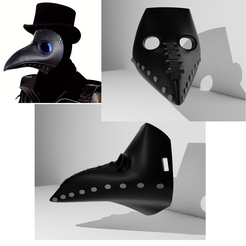 peste.png STL file Cosplay plague doctor bird mask, long nose beak, Halloween costume accessories.・3D printing design to download