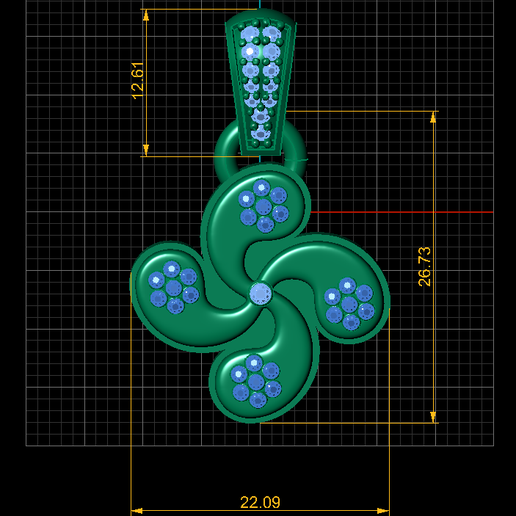 916 Privy Dangling Clover Pendant | Moneymax Jewellery | 3D model