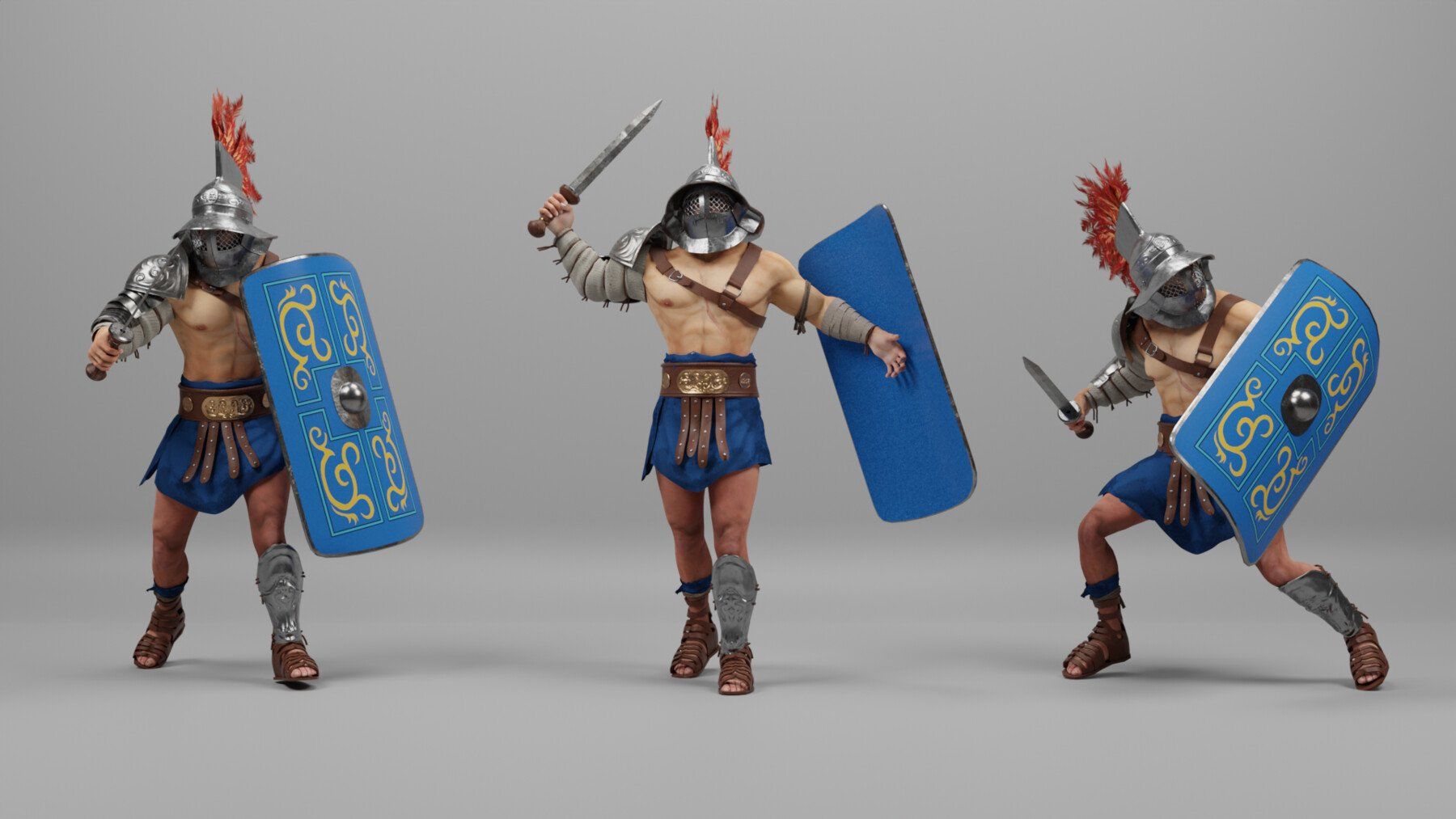 3D File 3 Murmillo Gladiators 3D Models For Concept Art・Model To ...