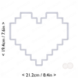 pixel_heart~8in-cm-inch-top.png Pixel Heart Cookie Cutter 8in / 20.3cm