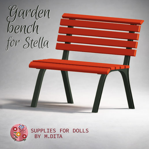 Garden bench for Stella - dollhouse accessory for 1/4 dolls