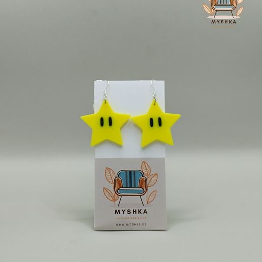 Pendientes Estrella Mario 3D model