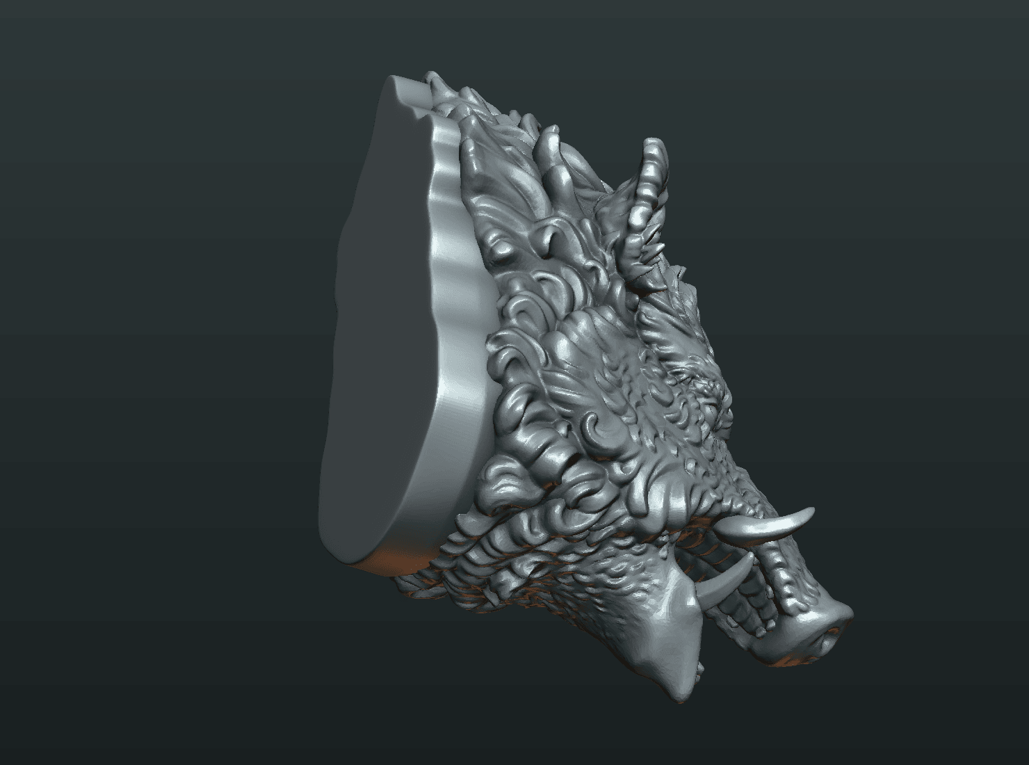 W_Boar_H-14.png STL file Wild Boar Mounted Head・Template to download and 3D print, Skazok