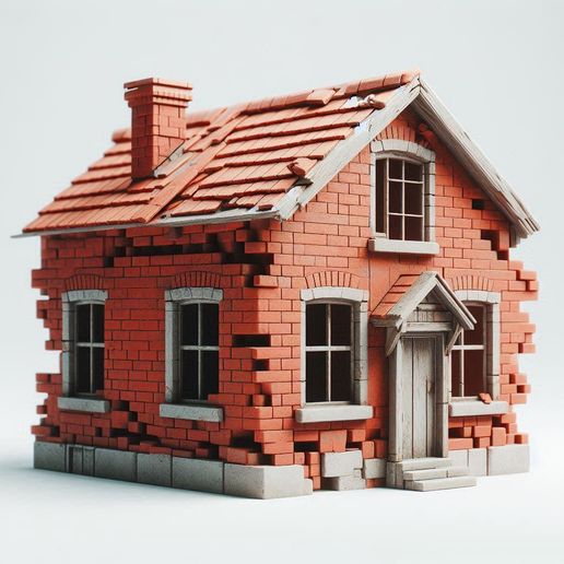 Abandoned House Ruins Detailed Scale Model